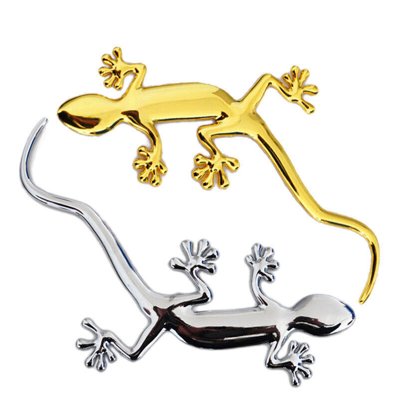 美克杰 車貼 汽車壁虎一對(duì)金銀 車用實(shí)心金屬鋅合金個(gè)性車貼 金色+銀色